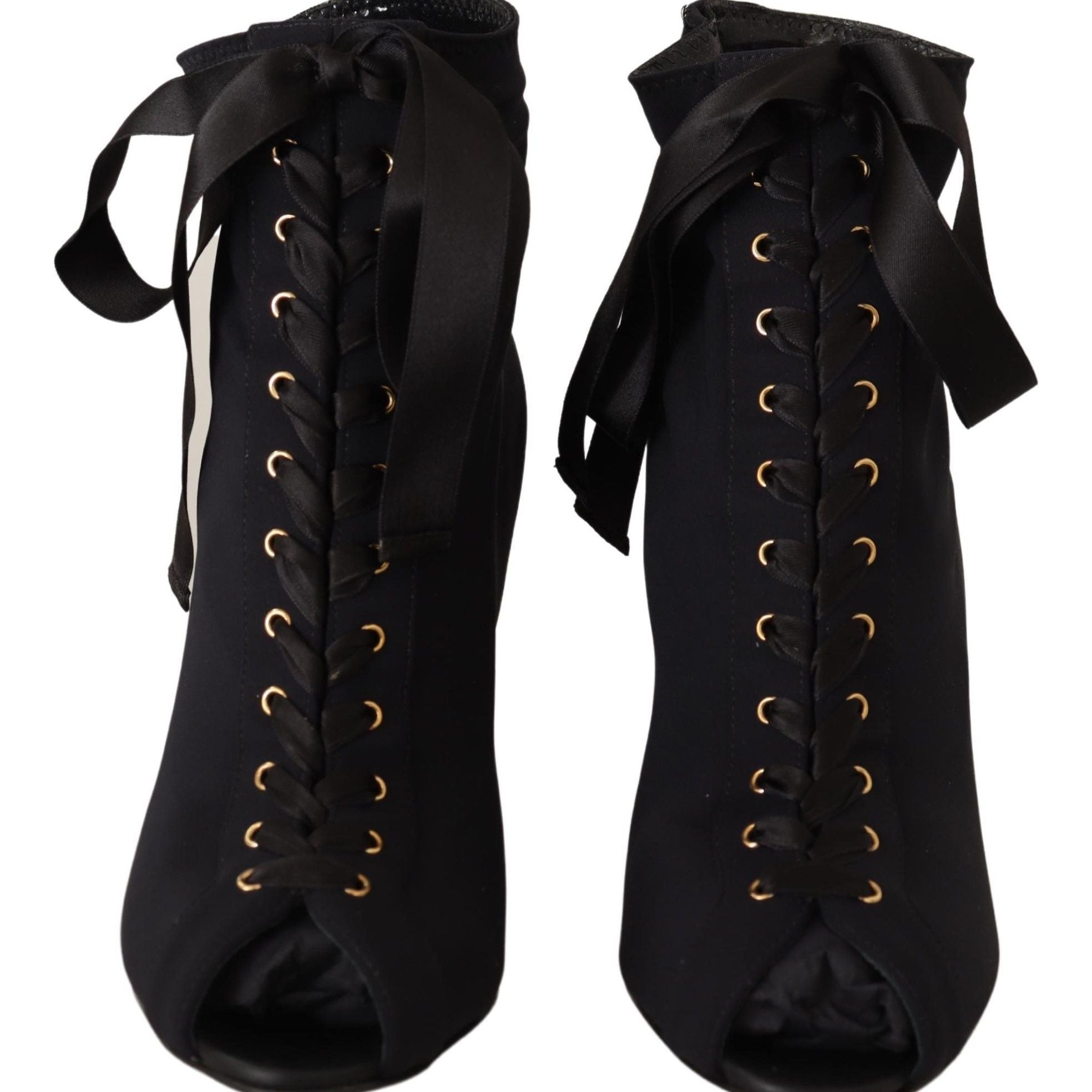 Dolce & Gabbana Black Stretch Short Ankle Boots Shoes