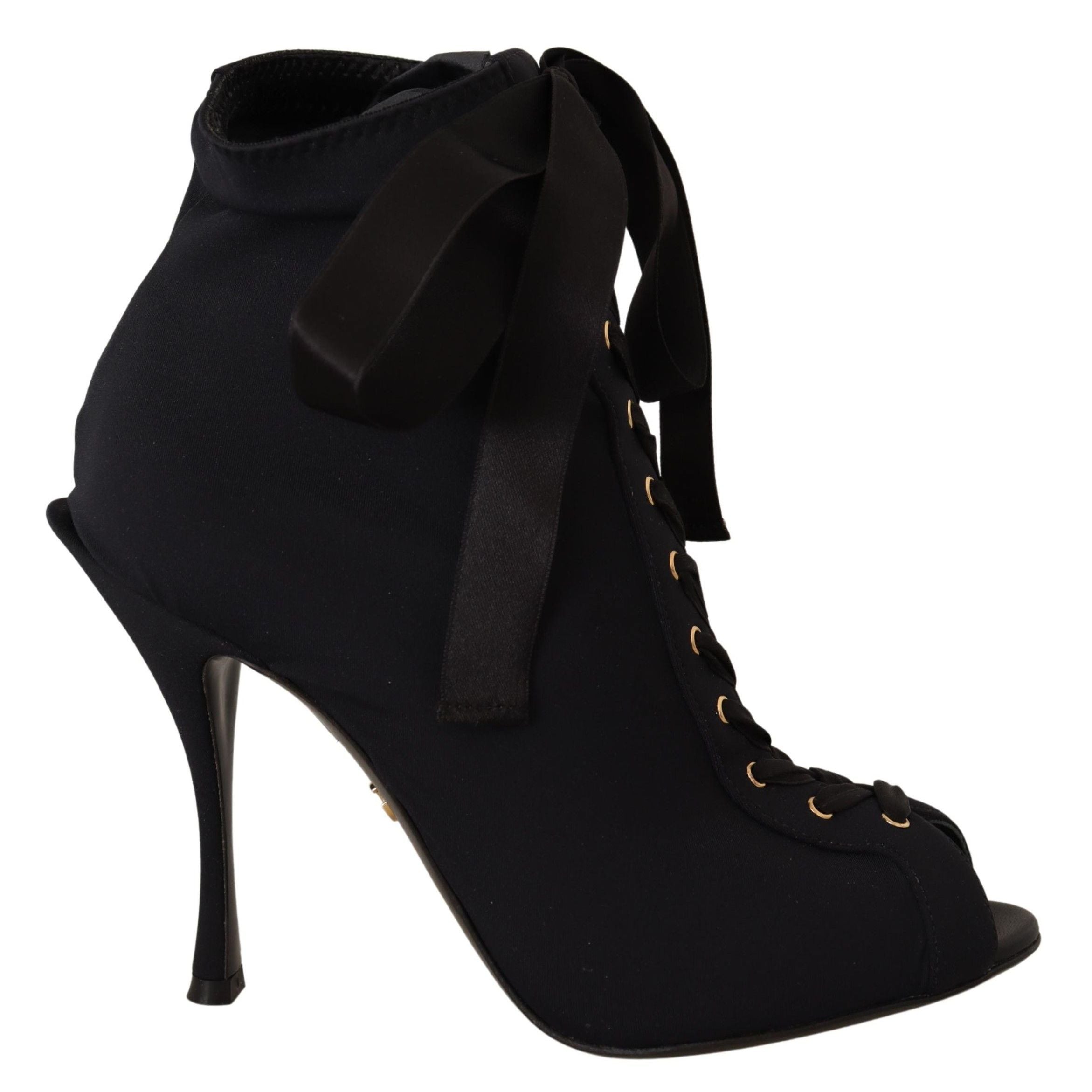 Dolce & Gabbana Black Stretch Short Ankle Boots Shoes