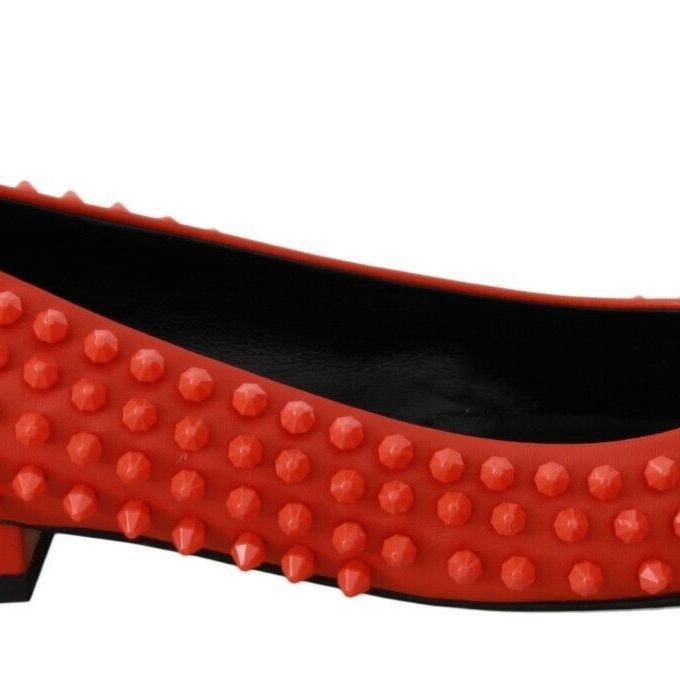 Philipp Plein Orange Leather Ballerina WHAT I DO Flats Shoes