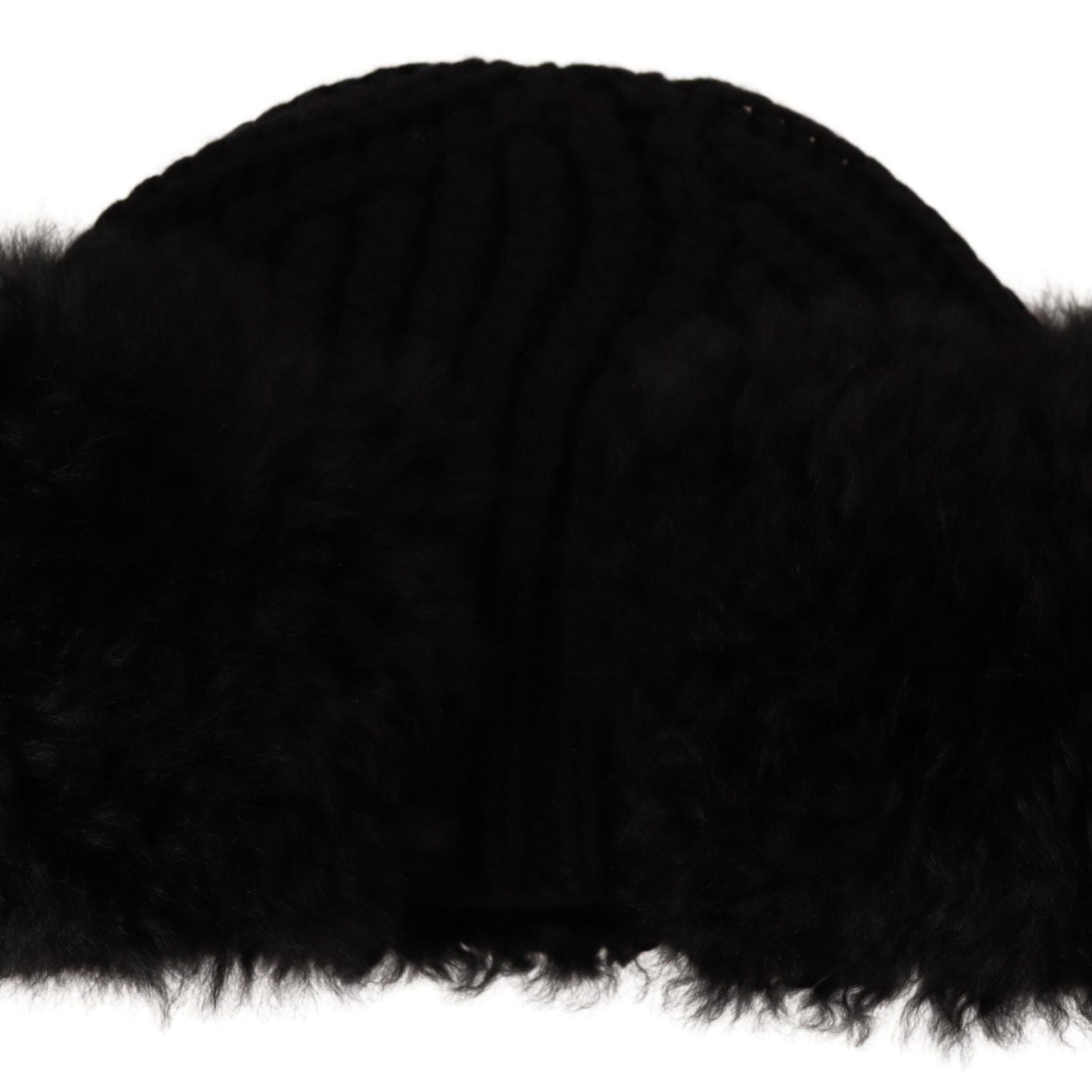 Dolce & Gabbana Black Cashmere Fur Women Beanie Women Hat
