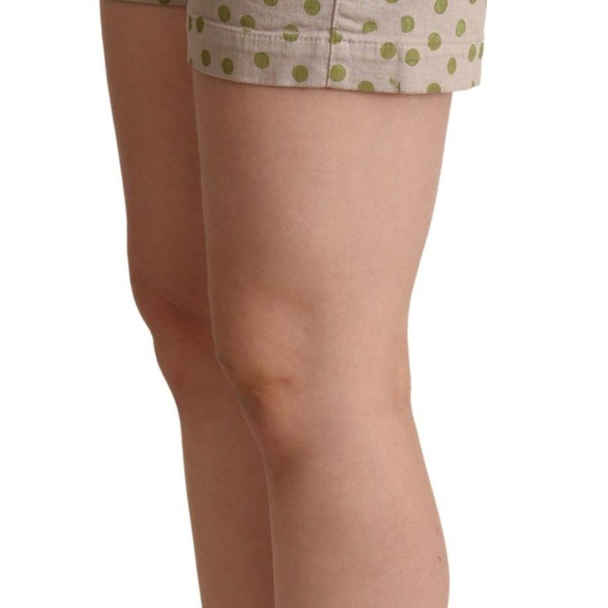 Dolce & Gabbana Beige Polka Dots Denim Cotton Stretch Shorts