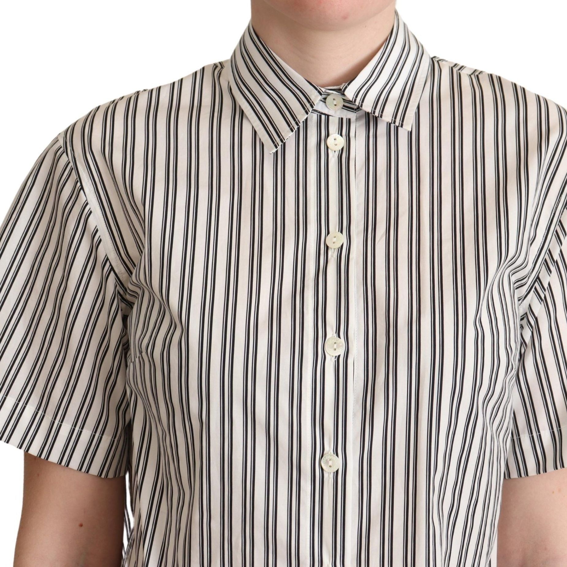 Dolce & Gabbana White Black Striped Shirt Blouse Top