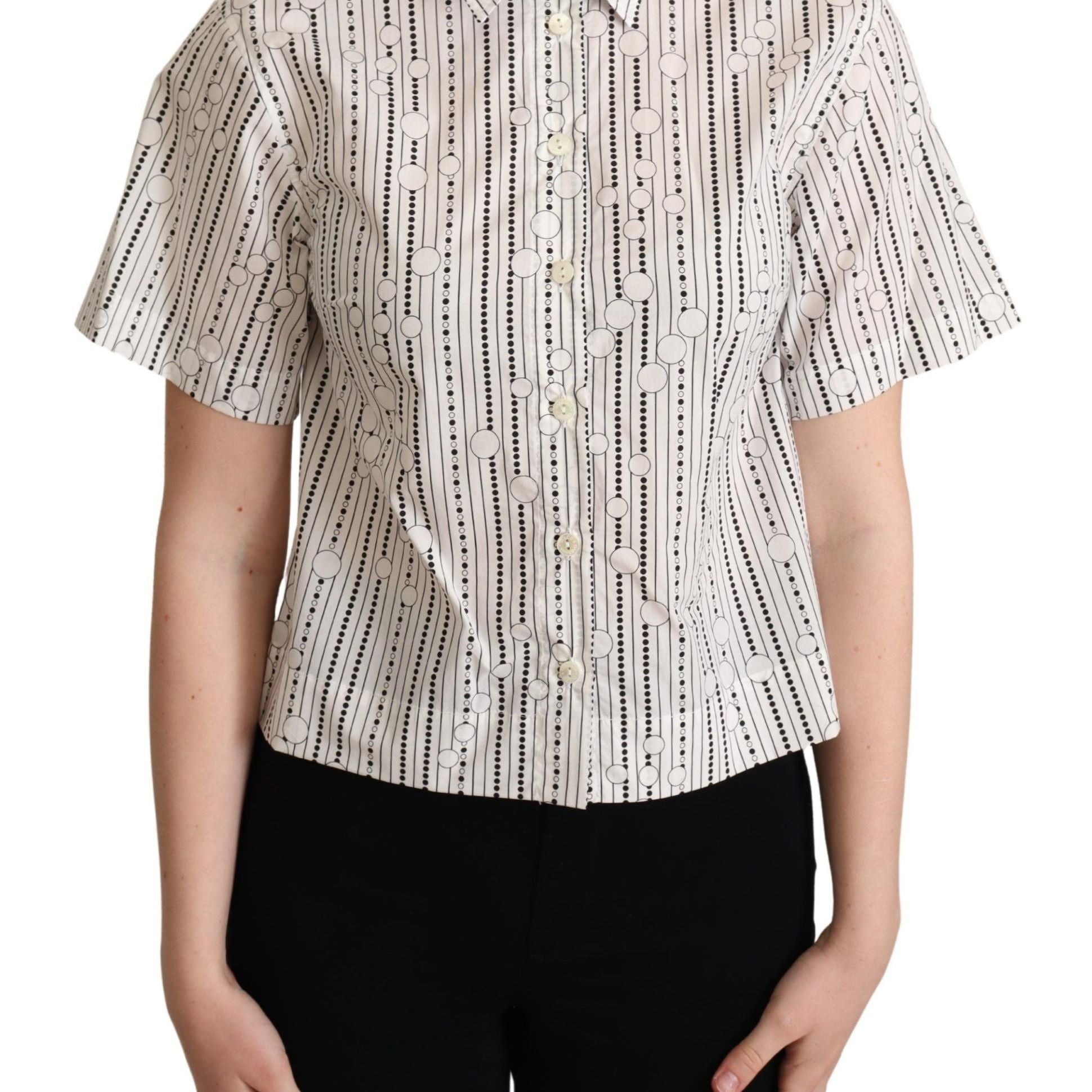 Dolce & Gabbana White Circles Dots Collared Button Up Shirt
