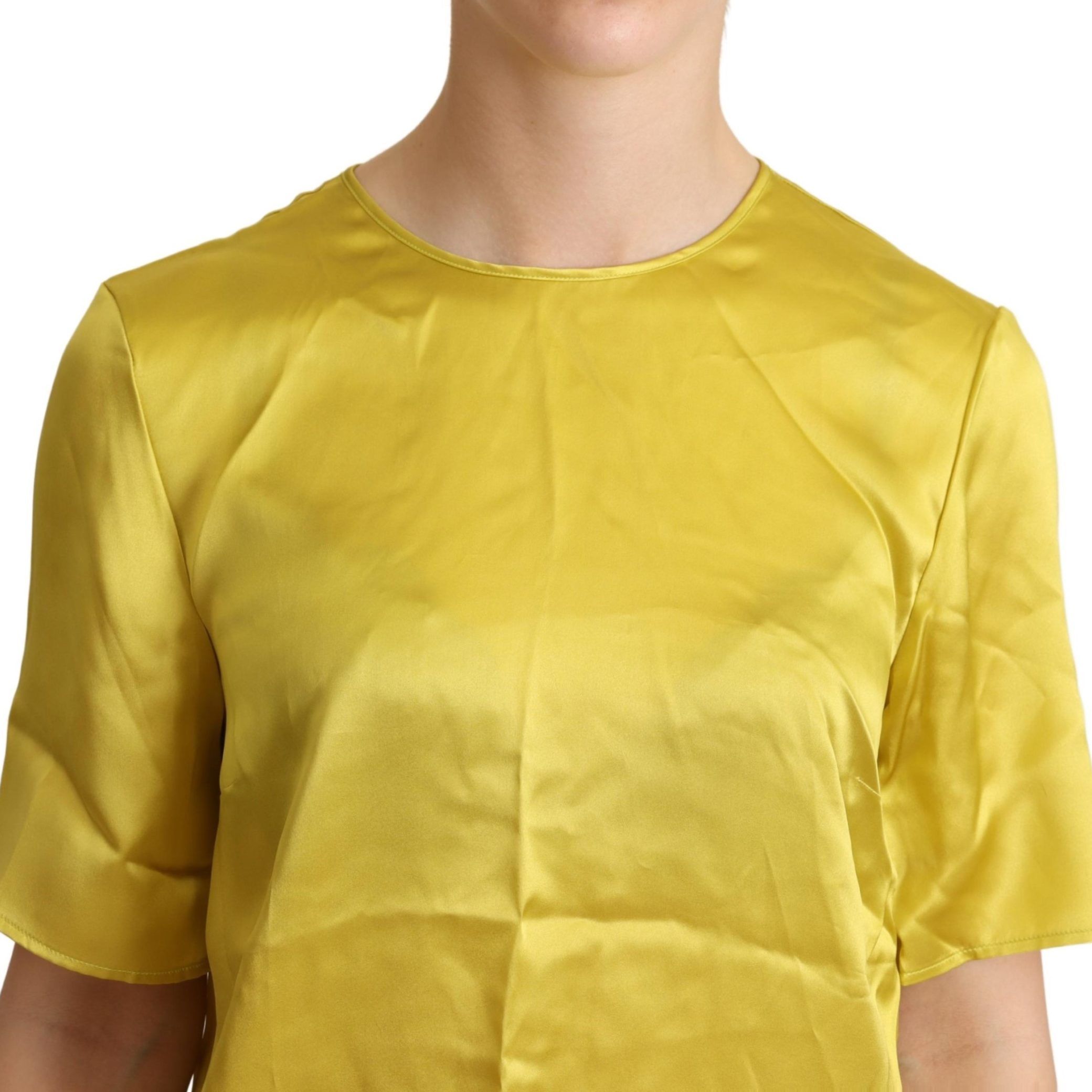 Dolce & Gabbana Yellow Silk Short Sleeve Blouse T-shirt