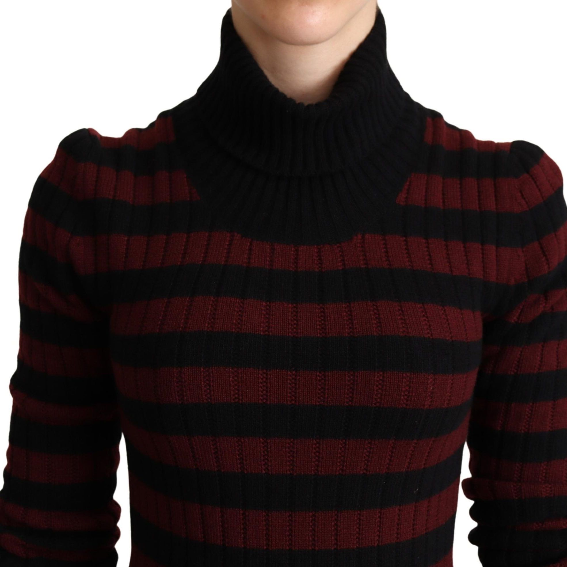 Dolce & Gabbana Black Red Striped Wool Pullover Sweater