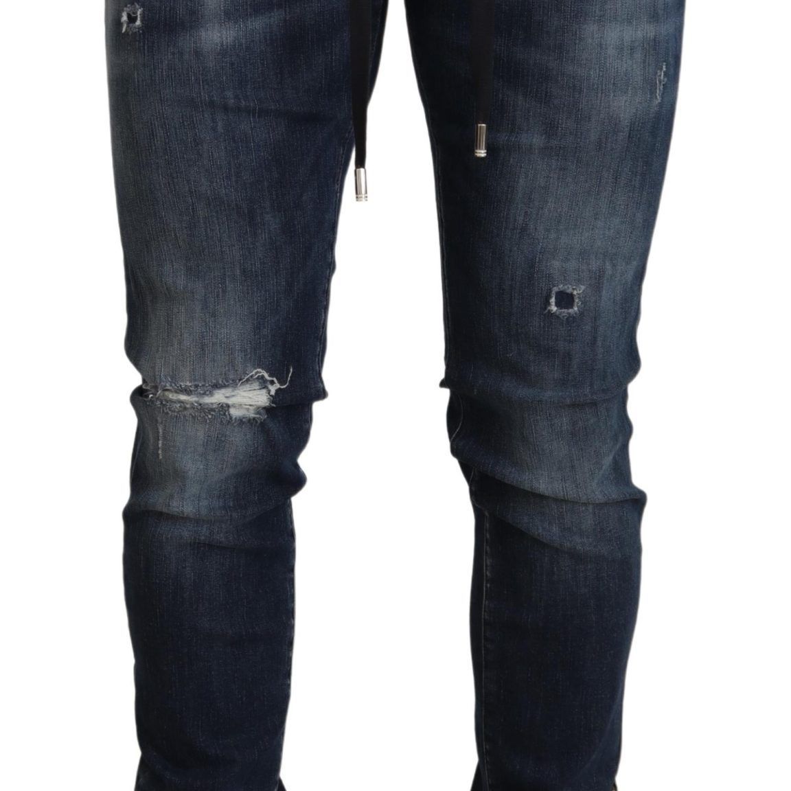 Dolce & Gabbana Blue Cotton Stretch Tattered Denim Jeans