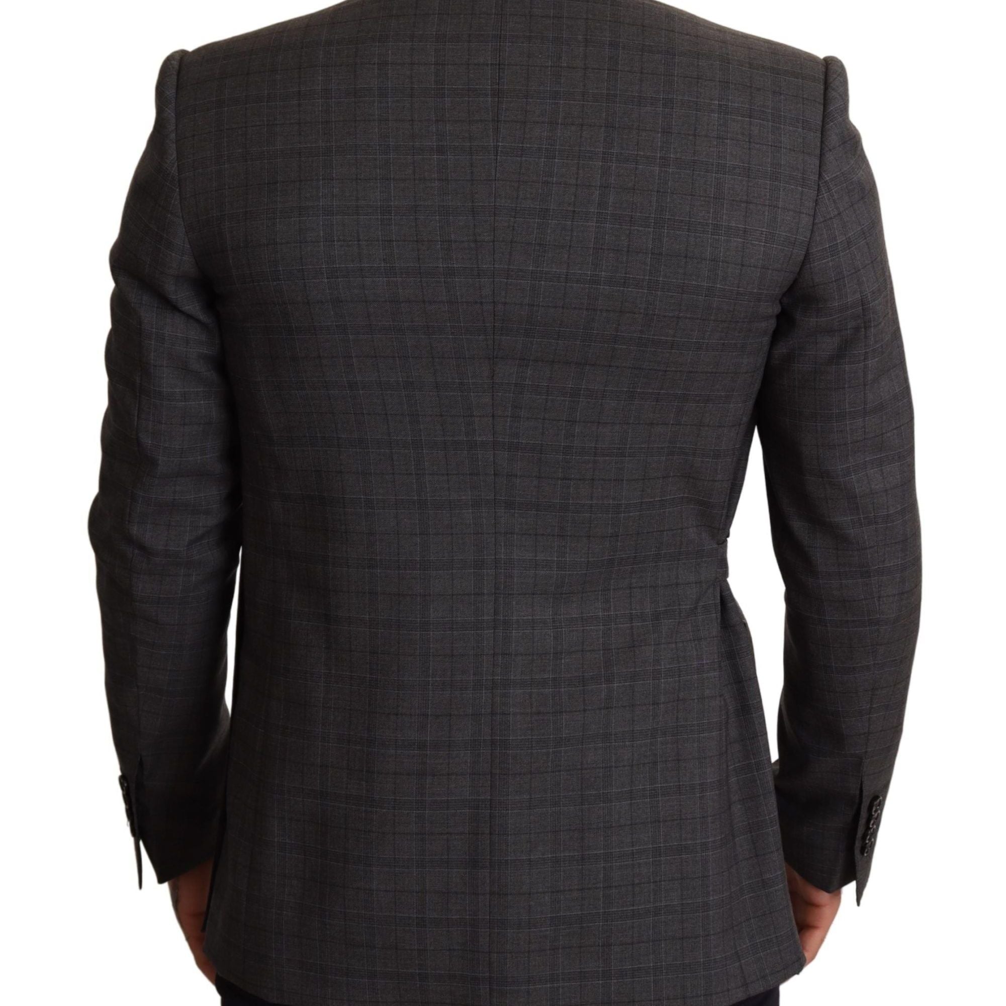 Dolce & Gabbana Gray Check Wool Slim Fit Blazer Jacket