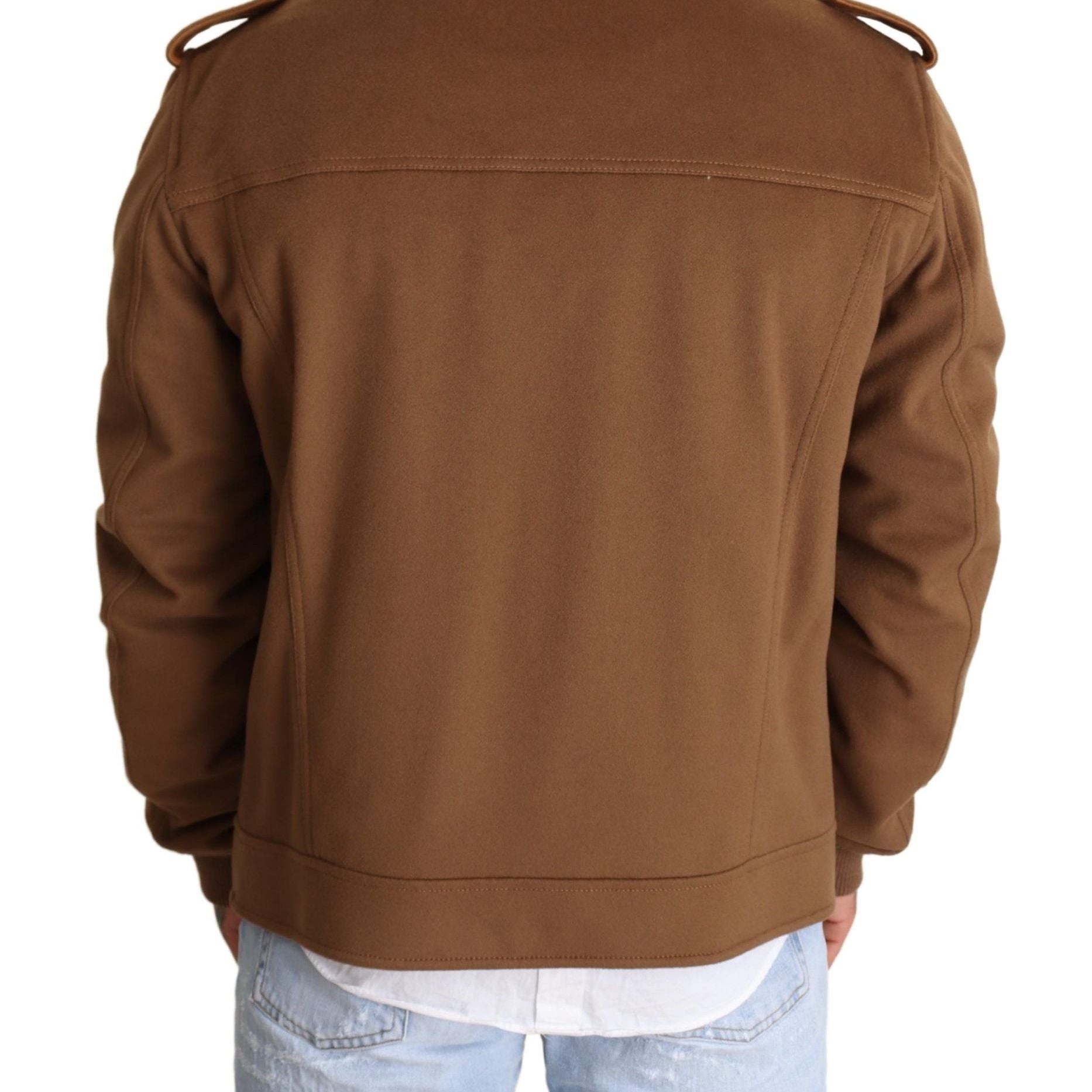 Dolce & Gabbana Brown Double Breasted Shearling Coat Jacket