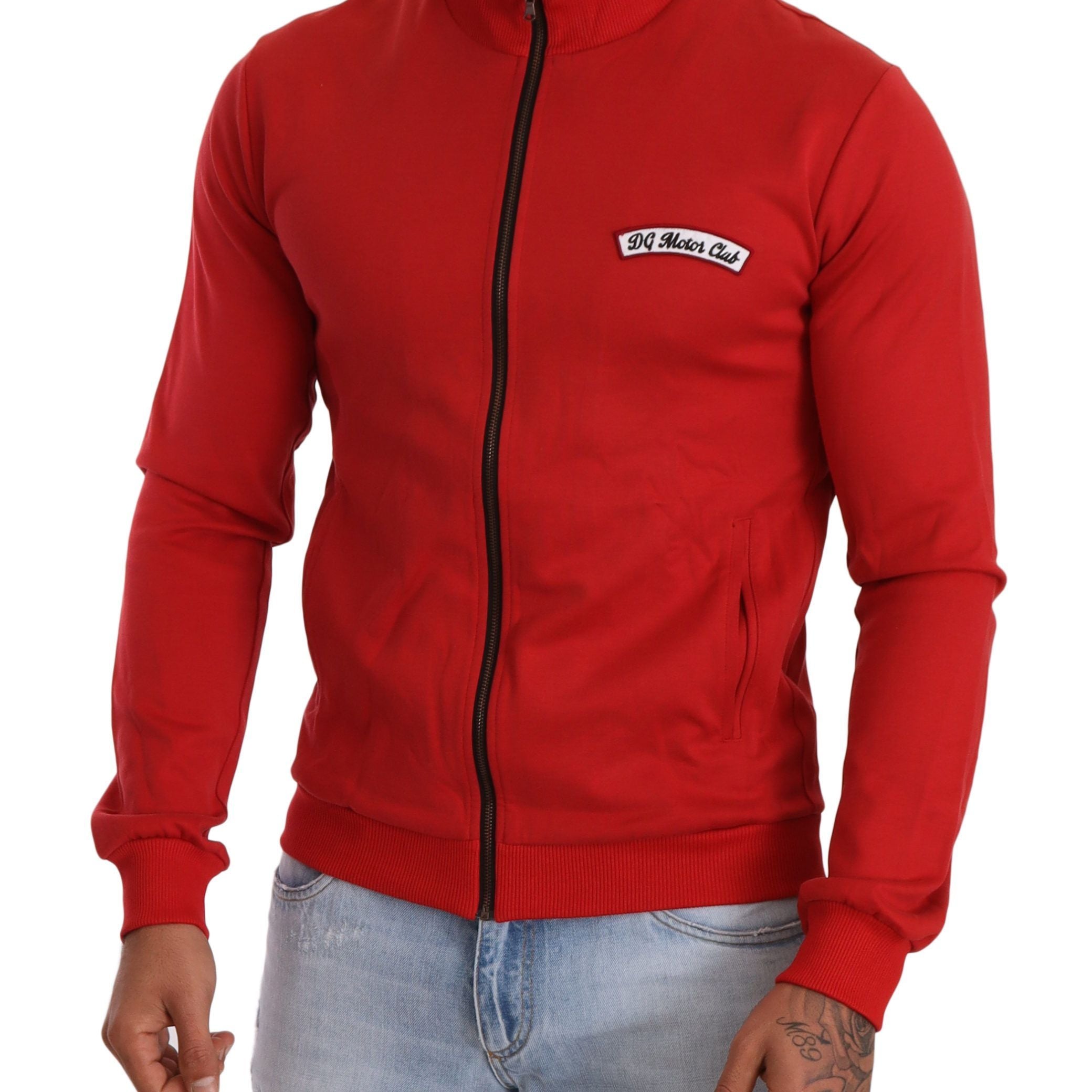Dolce & Gabbana Red DG Motor Club Zipper Stretch Sweater