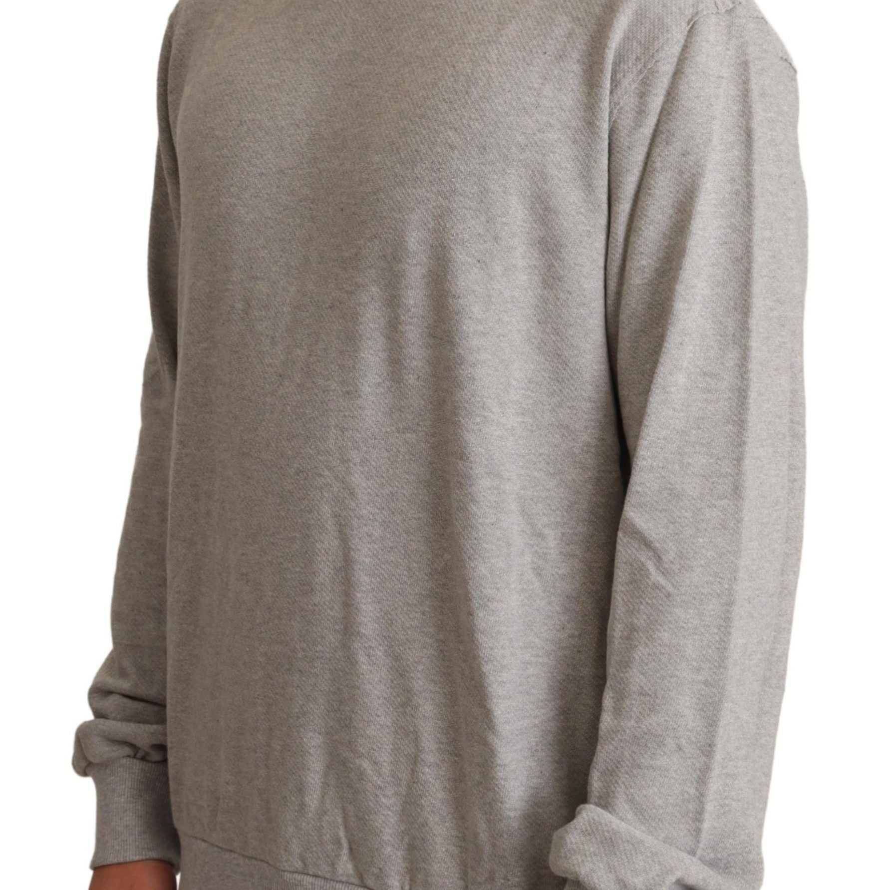 Dolce & Gabbana Gray Cotton Crewneck Pullover Sweater