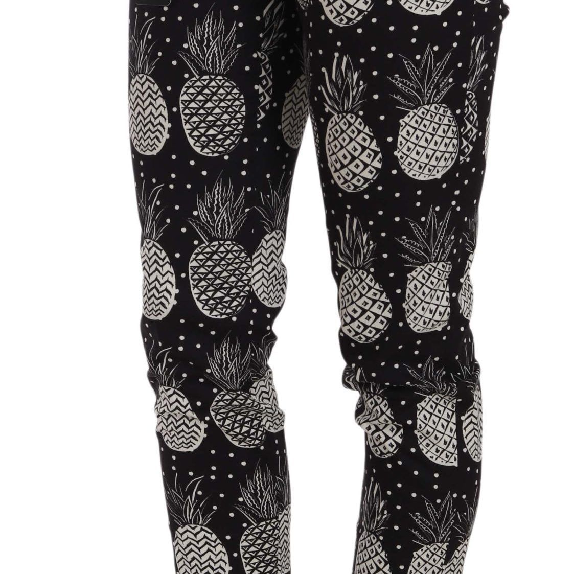 Dolce & Gabbana Black Pineapple Print Skinny Capri Pants