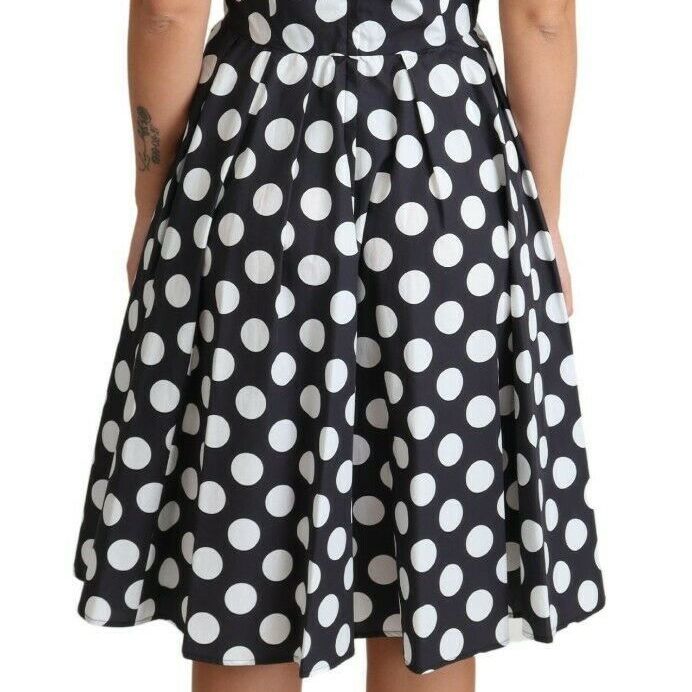 Dolce & Gabbana Black Polka Dotted Cotton A-Line Dress