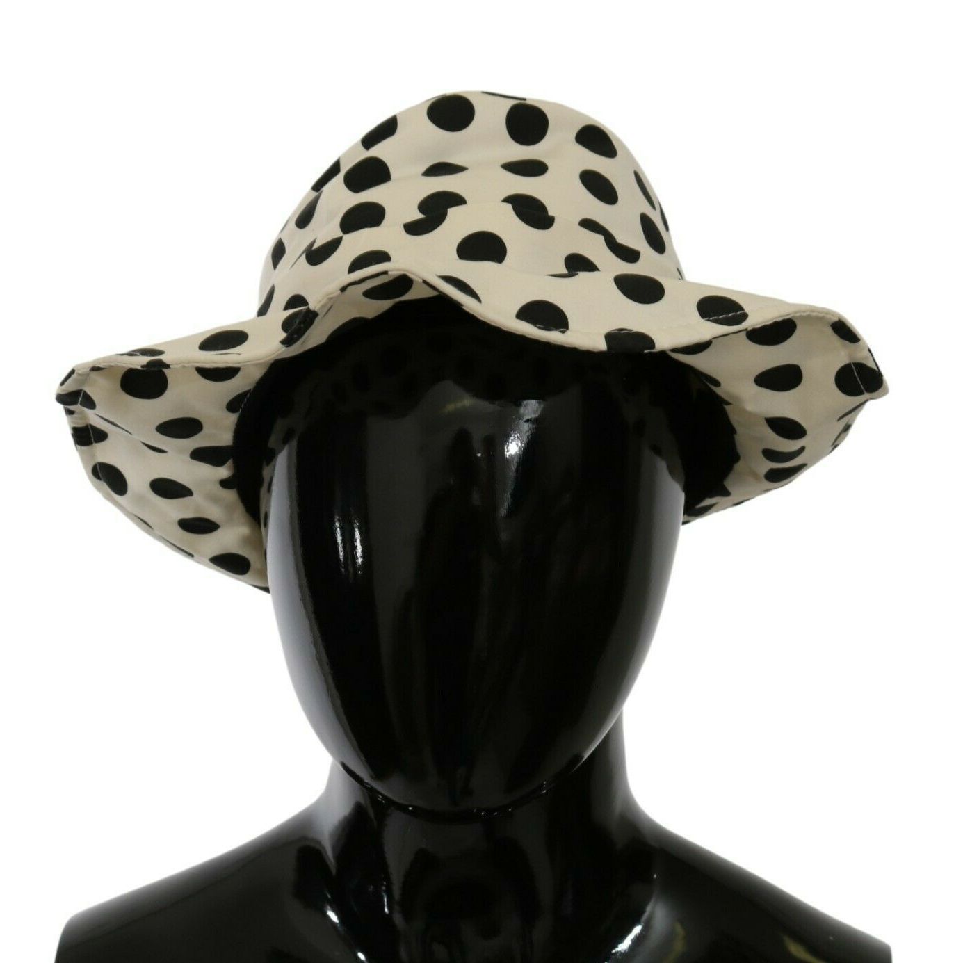 Dolce & Gabbana White 100% Cotton Polka Dot Design Trilby Hat
