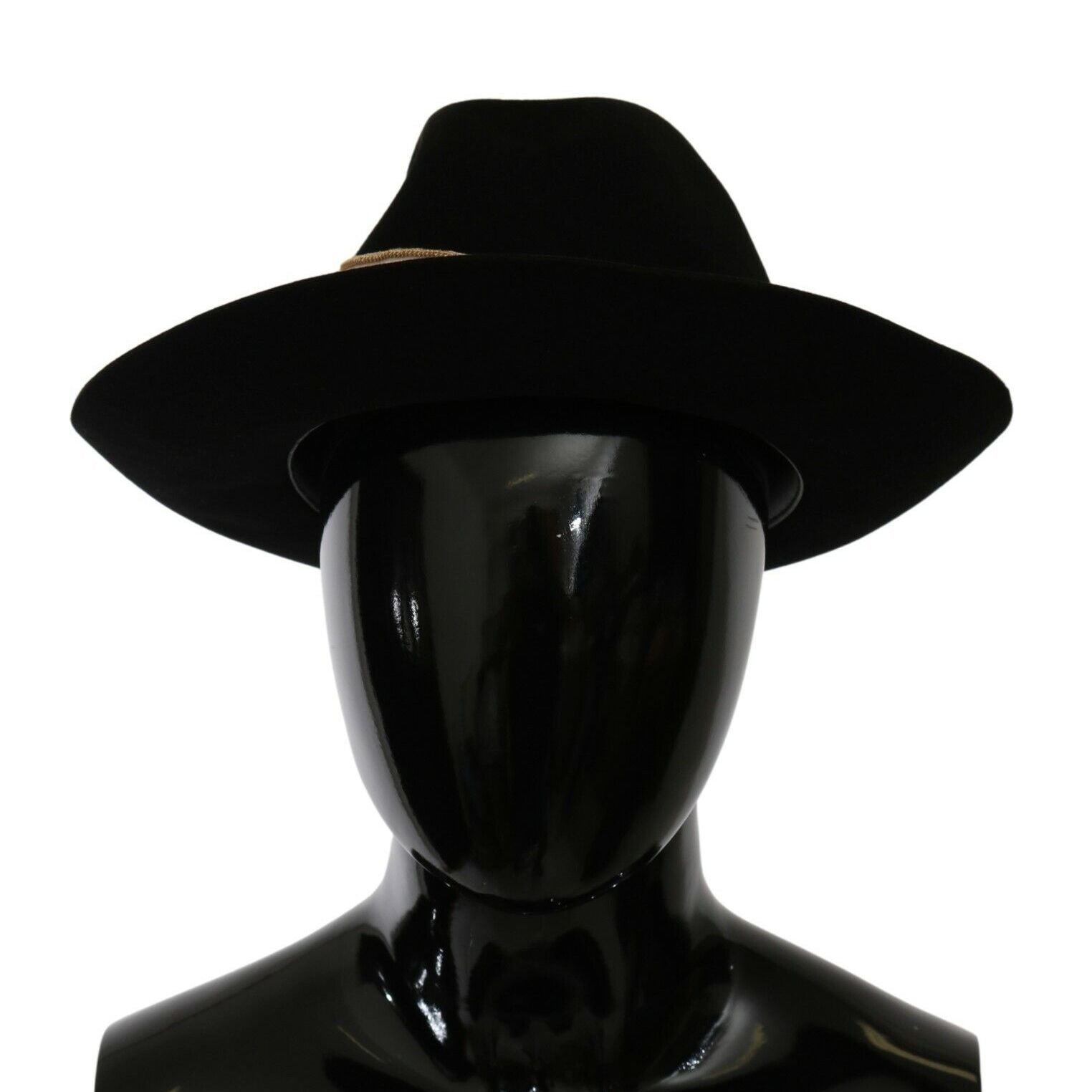 Dolce & Gabbana Black Lapin Amor Gignit Wide Brim Panama Hat