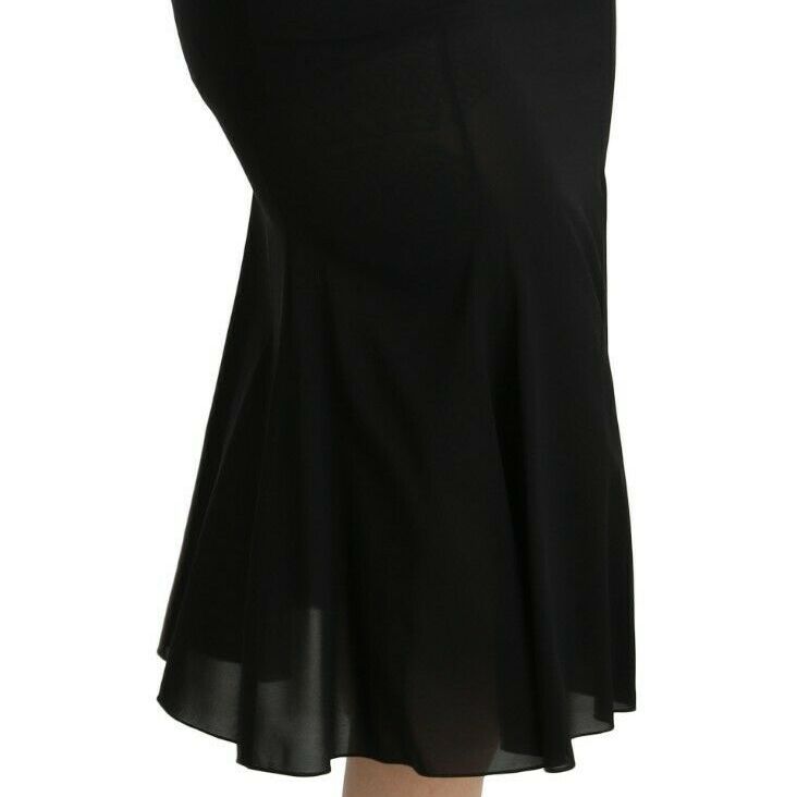 Dolce & Gabbana Black Mermaid High Waist Midi Silk Skirt