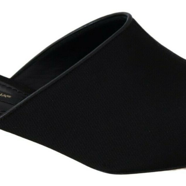 Dolce & Gabbana Black Grosgrain Slides Sandals Women Shoes