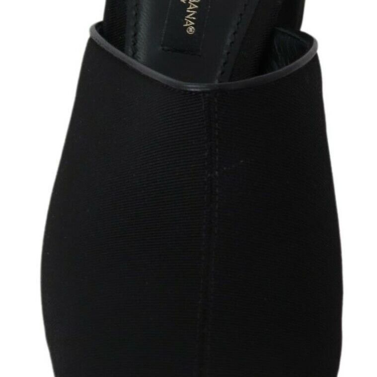 Dolce & Gabbana Black Grosgrain Slides Sandals Women Shoes