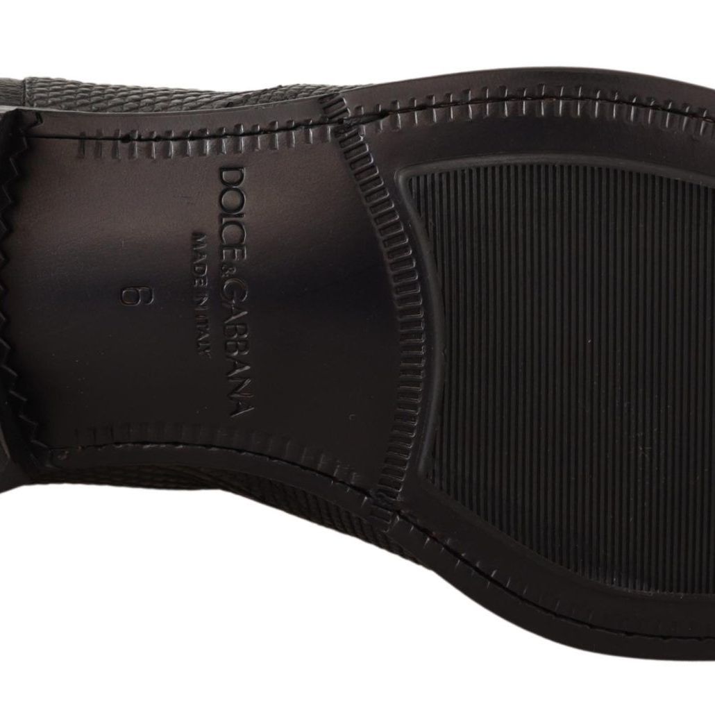 Dolce & Gabbana Black Leather Lizard Skin Ankle Boots