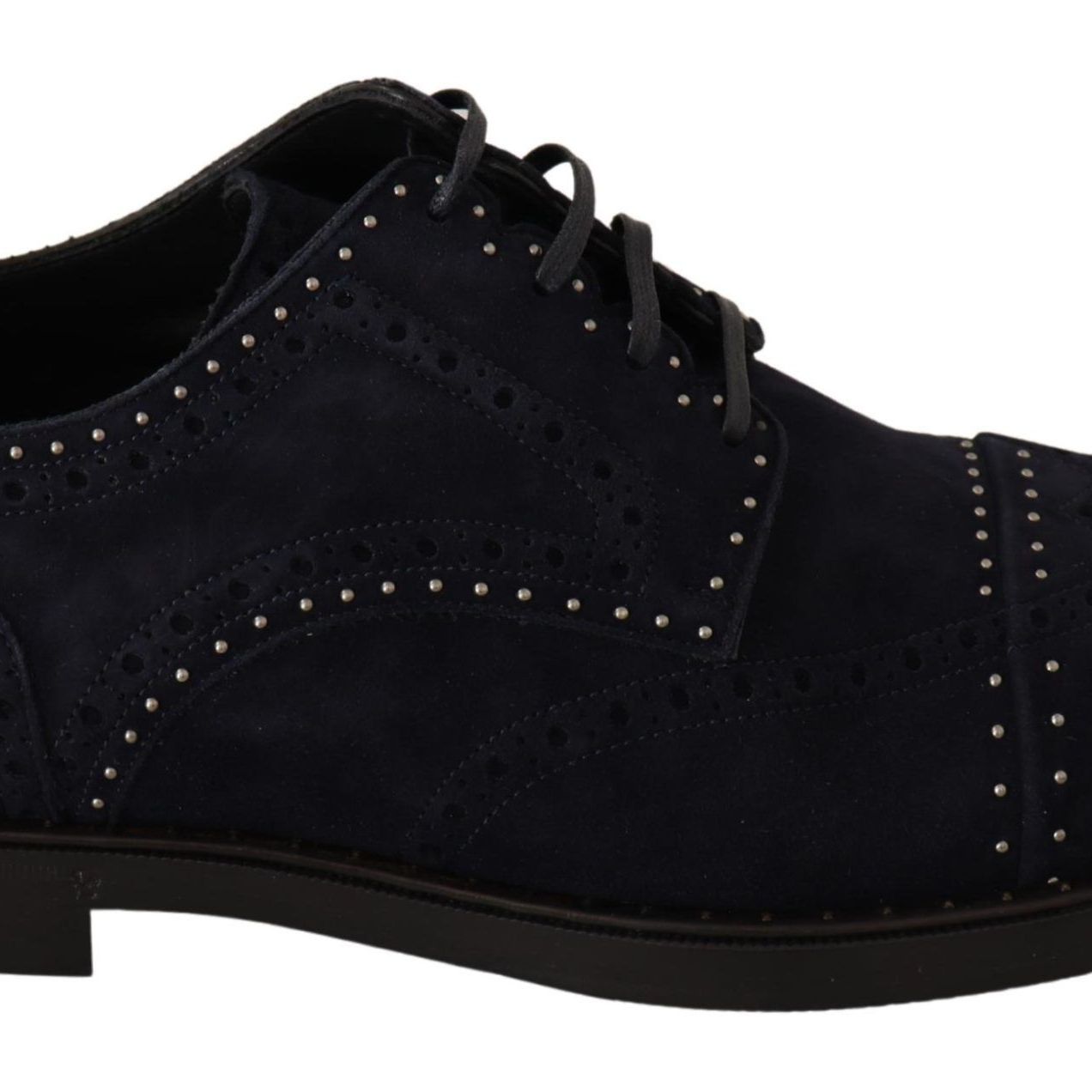 Dolce & Gabbana Blue Suede Leather Derby Studded Shoes