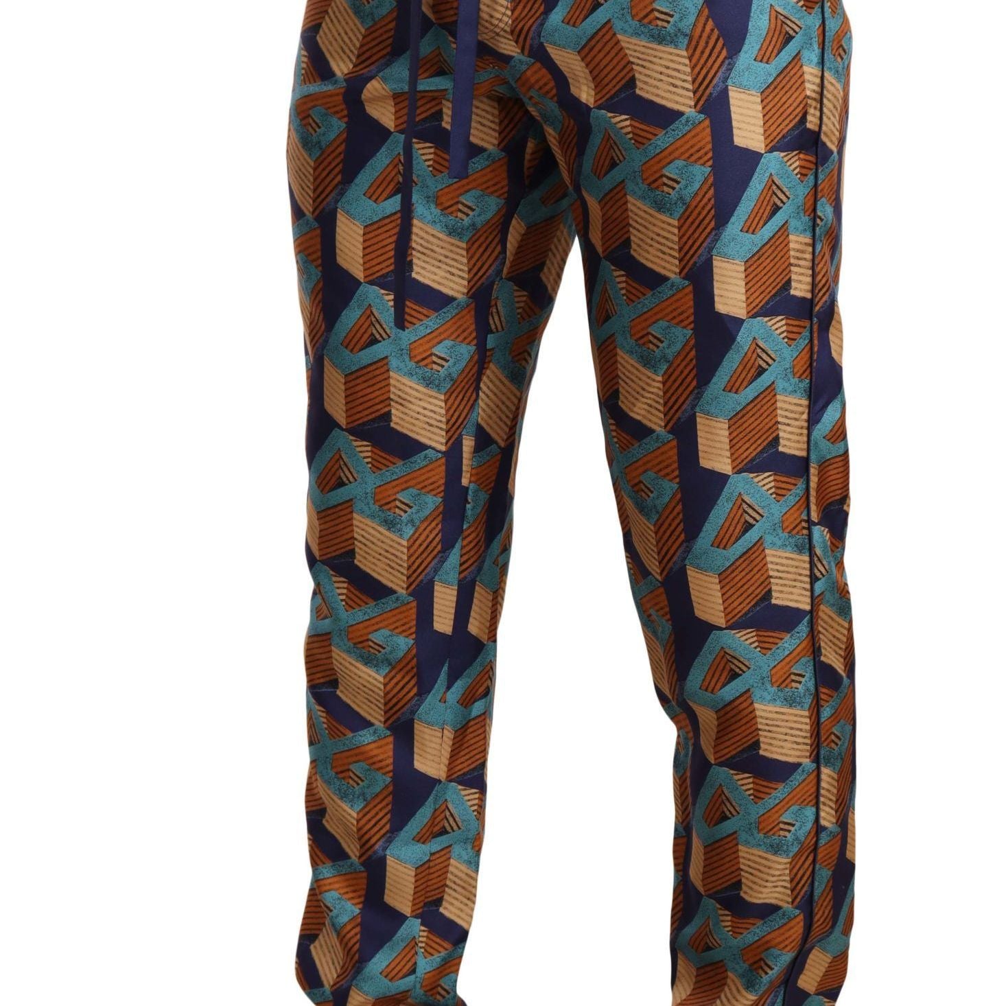 Dolce & Gabbana Multicolor Patterned Joggers Silk Pants