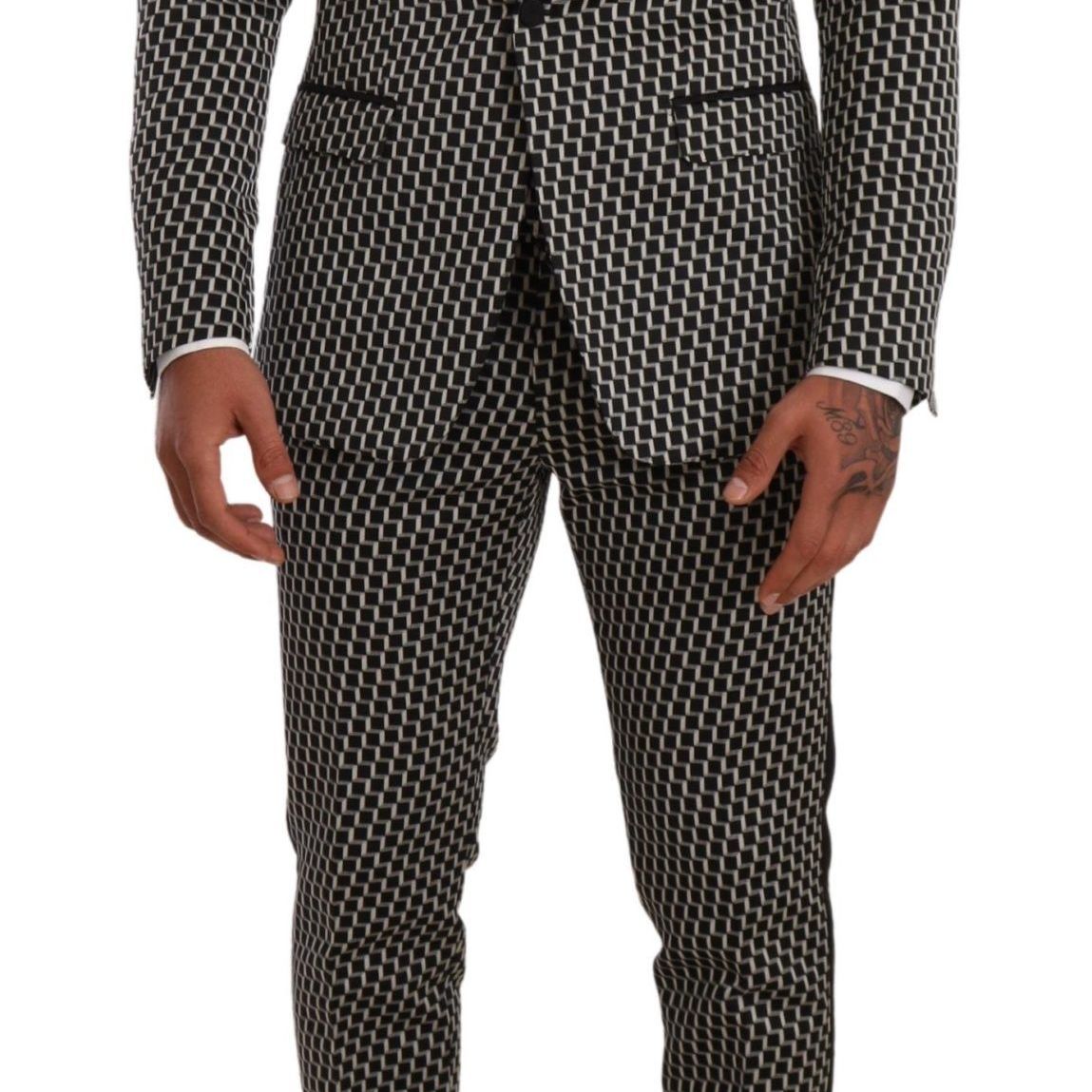 Dolce & Gabbana Black White Check 3 Piece Set MARTINI Suit