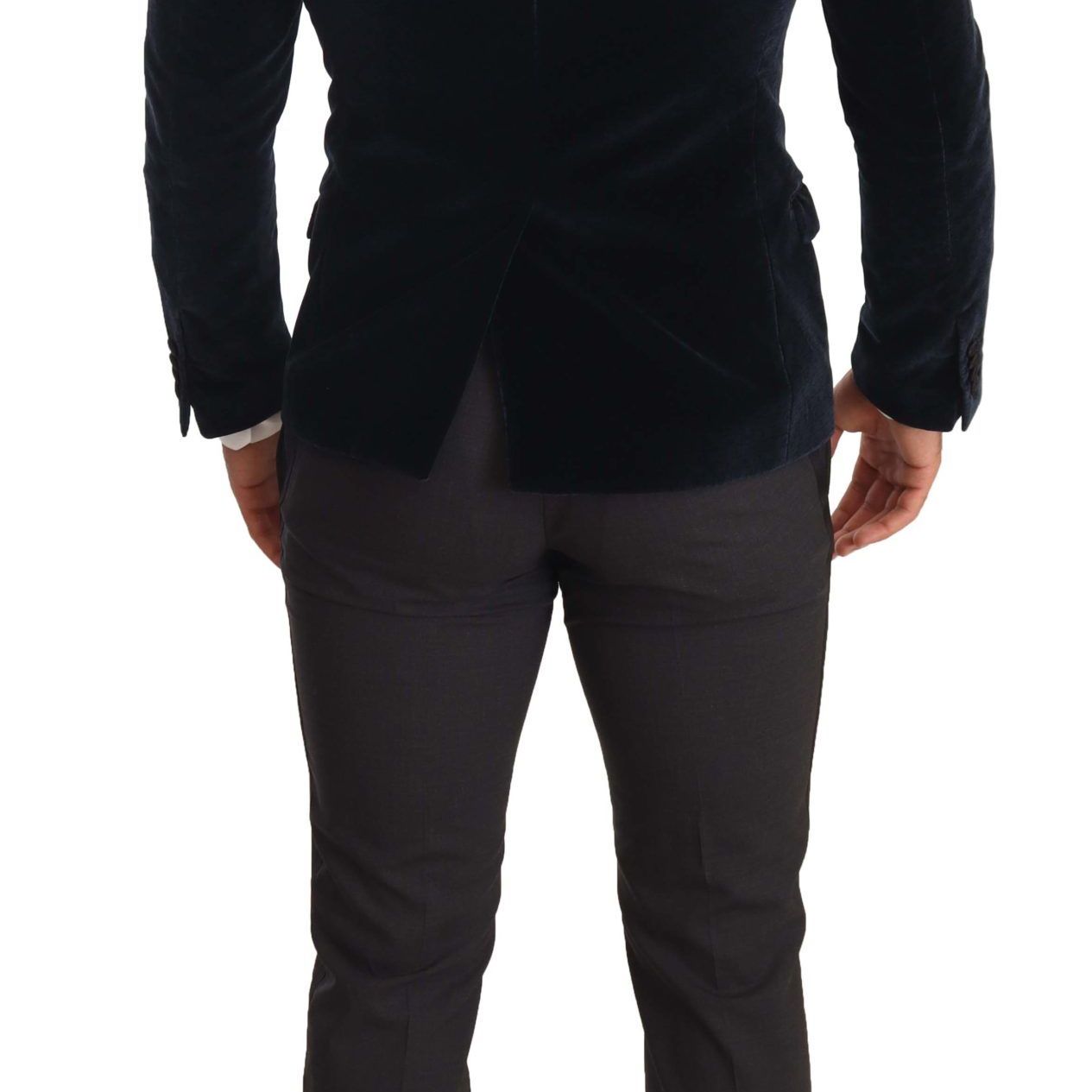 Dolce & Gabbana Blue Velvet Cotton Slim Fit Smoking Suit