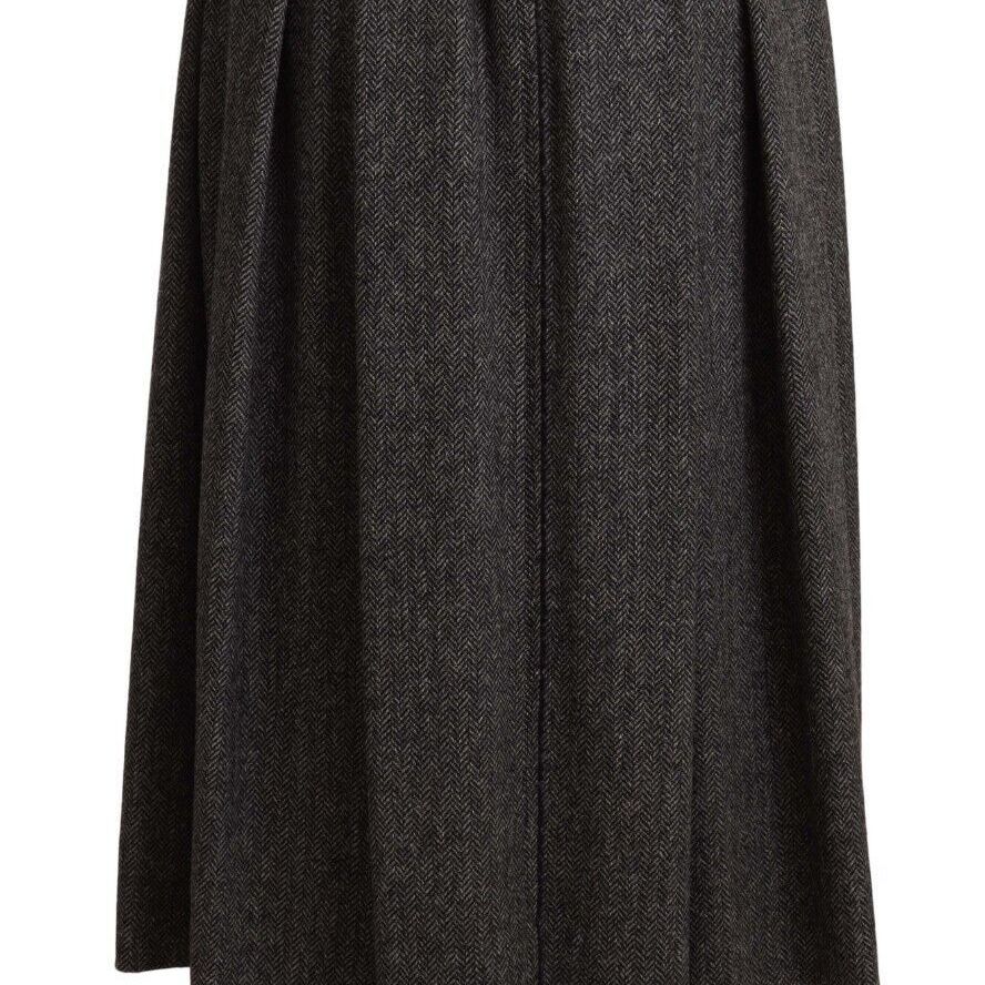 Dolce & Gabbana Gray Wool High Waist A-line PIECE Skirt