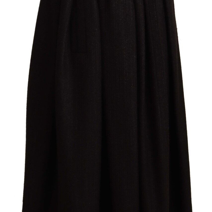 Dolce & Gabbana Black Wool High Waist Maxi PIECE Skirt