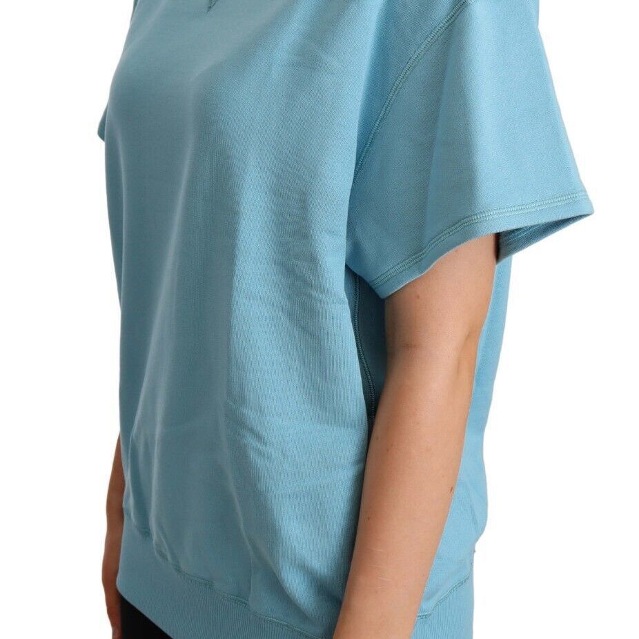 Dolce & Gabbana Blue Cotton Short Sleeves Crew Neck Top