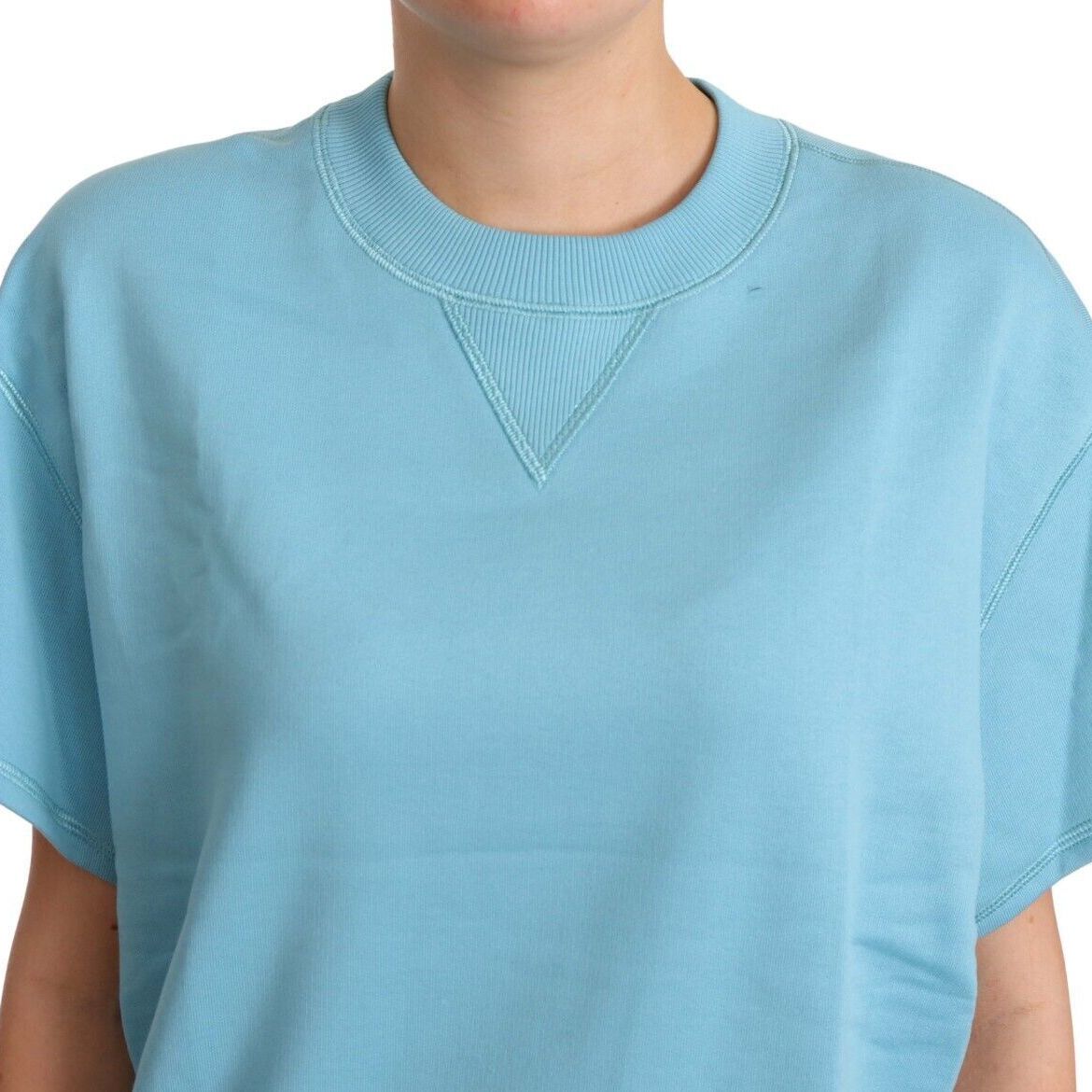 Dolce & Gabbana Blue Cotton Short Sleeves Crew Neck Top