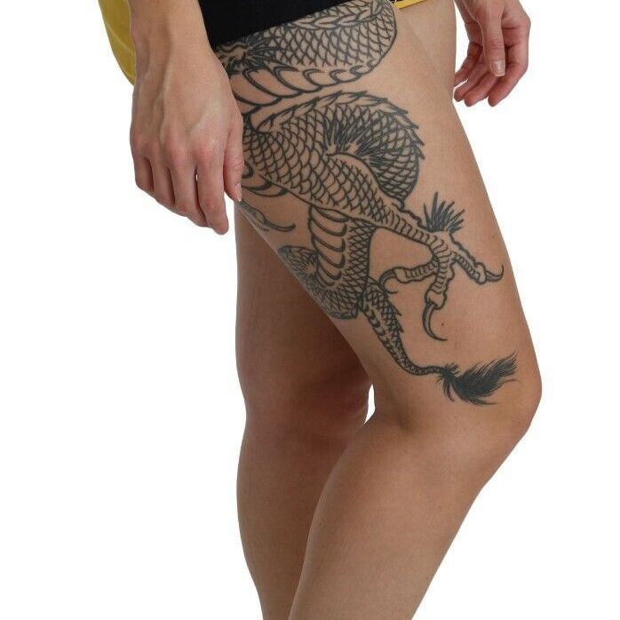 Dolce & Gabbana Yellow Black Cotton Jewelled Hot Pants Shorts