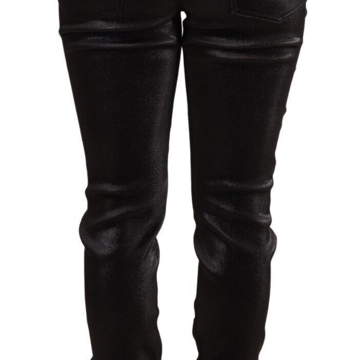 Dolce & Gabbana Black Silver Lurex Thread Cotton Stretch Pants