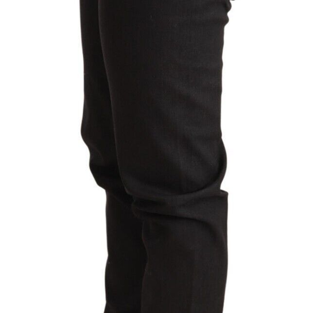 Ermanno Scervino Black Low Waist Skinny Slim Trouser Cotton Jeans