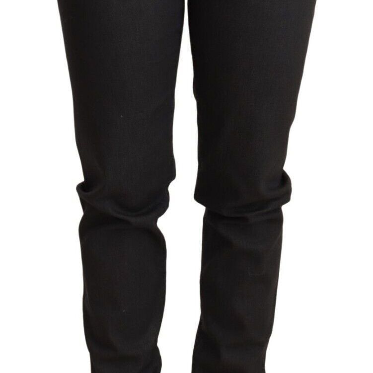 Ermanno Scervino Black Low Waist Skinny Slim Trouser Cotton Jeans