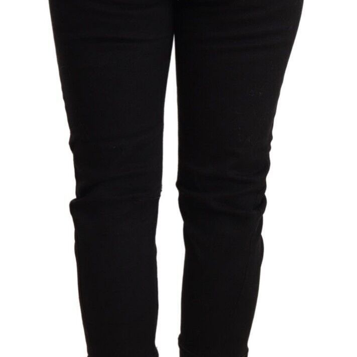 Ermanno Scervino Black Low Waist Skinny Slim Trouser Cotton  Jeans