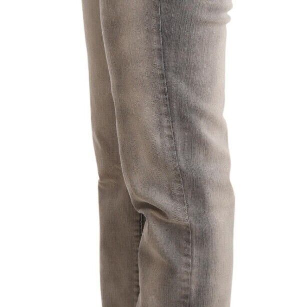 Ermanno Scervino Gray Washed Low Waist Skinny Trouser Cotton Jeans