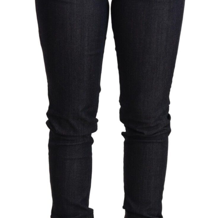 Ermanno Scervino Blue Skinny Folded Hem Denim Trouser Cotton Jeans