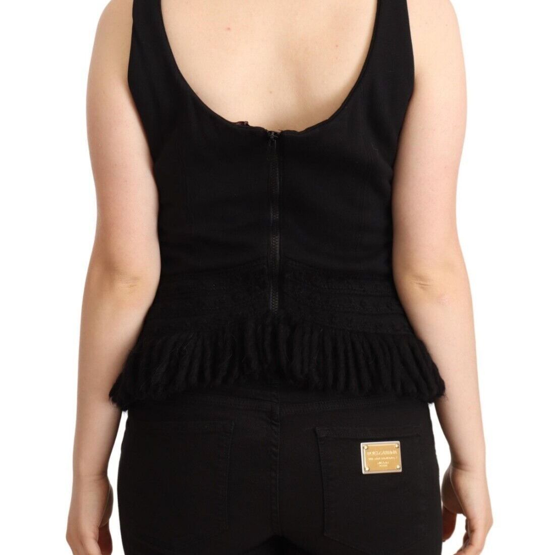 Ermanno Scervino Black Cotton Sleevelesss Tank Casual Top