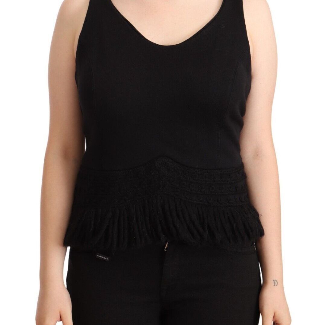 Ermanno Scervino Black Cotton Sleevelesss Tank Casual Top