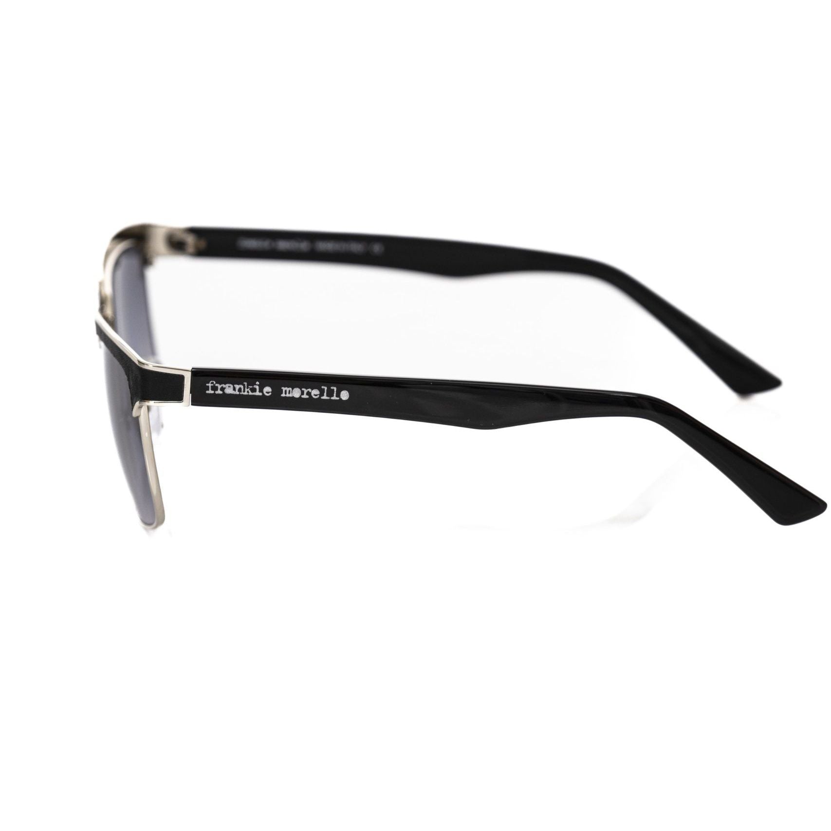 Frankie Morello Black Metallic Fibre Men Sunglasses