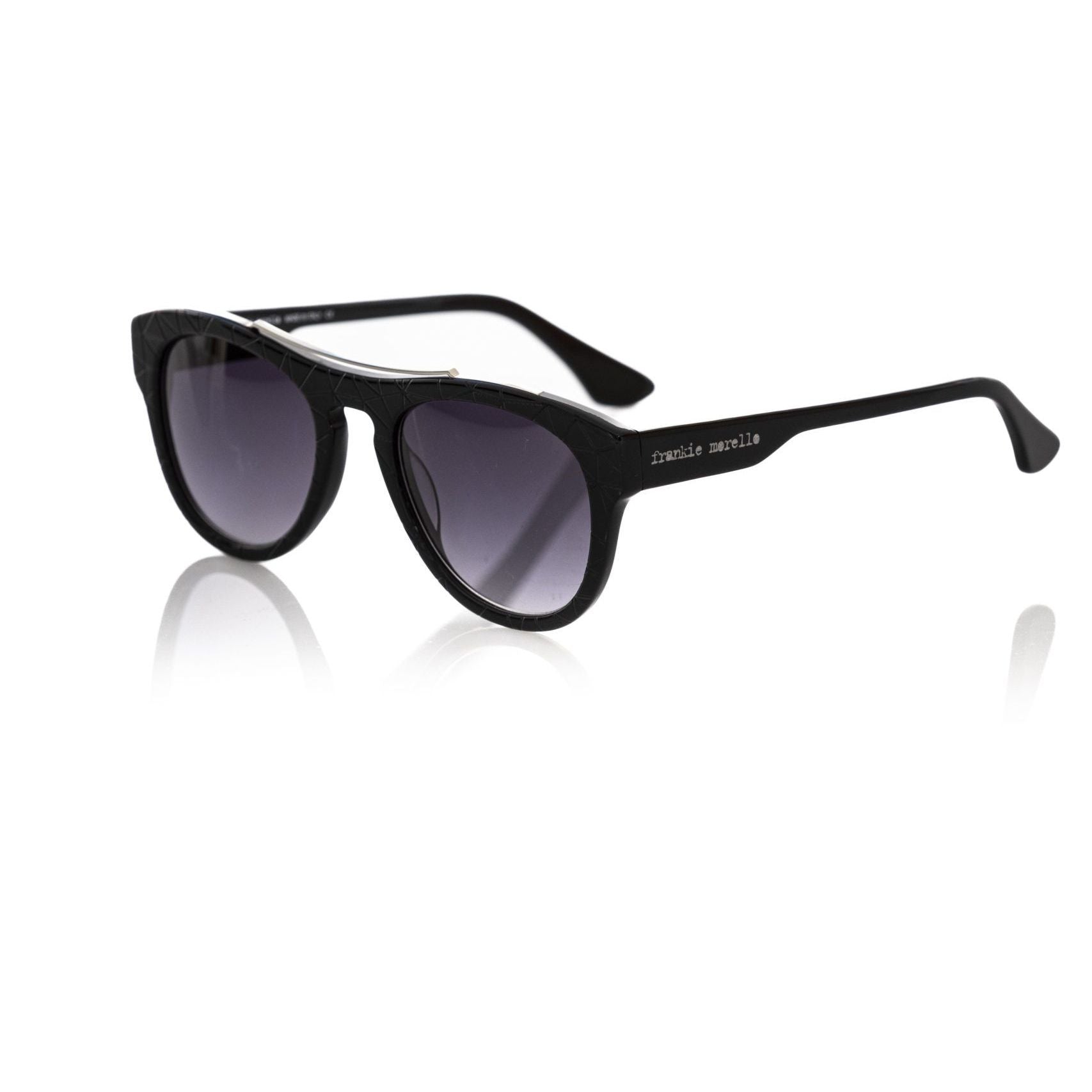 Frankie Morello Black Acetate Men Sunglasses