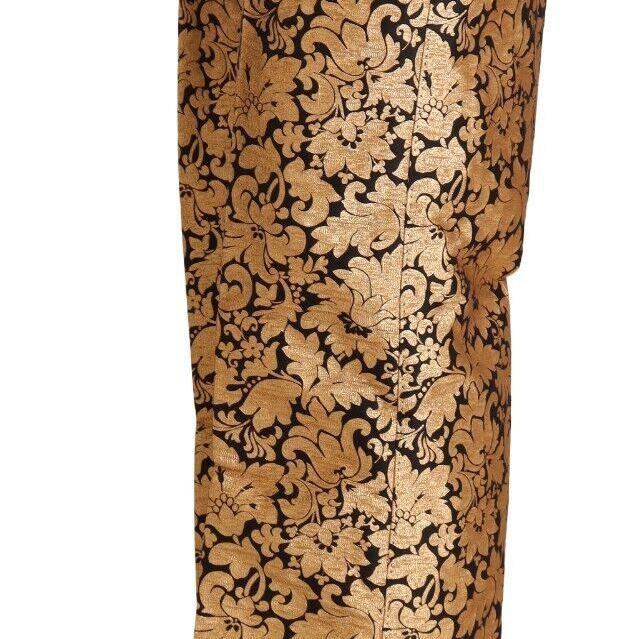Dolce & Gabbana Gold Floral Jacquard Straight Polyester Pants