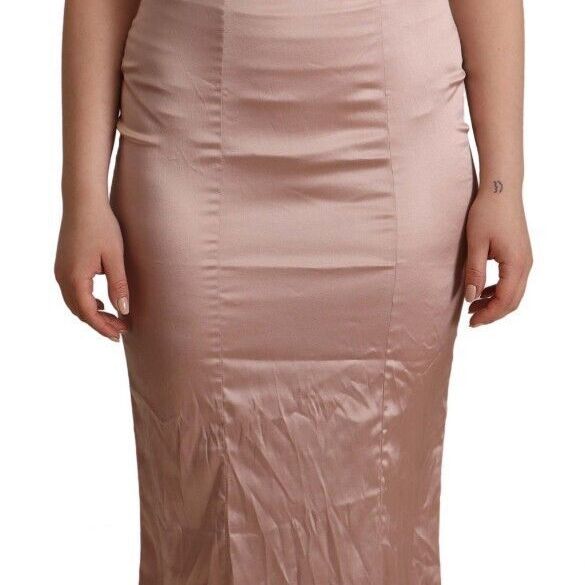 Dolce & Gabbana Pink Lace Long Bodycon Maxi Polyester Dress