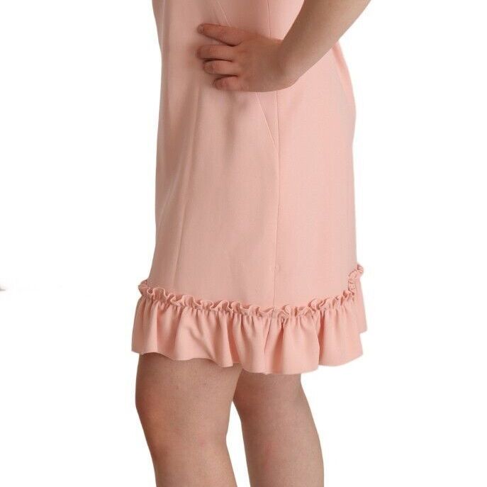 Dolce & Gabbana Pink Ruffled Sleeves Viscose Sheath Dress