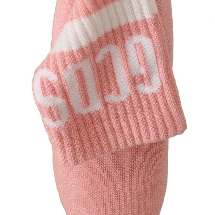 GCDS Pink Suede Logo Socks Block Heel Ankle Boots Shoes