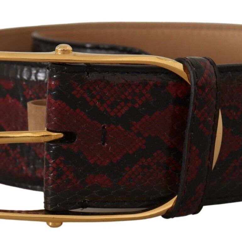 Dolce & Gabbana Red Exotic Leather Gold Oval Buckle Belt