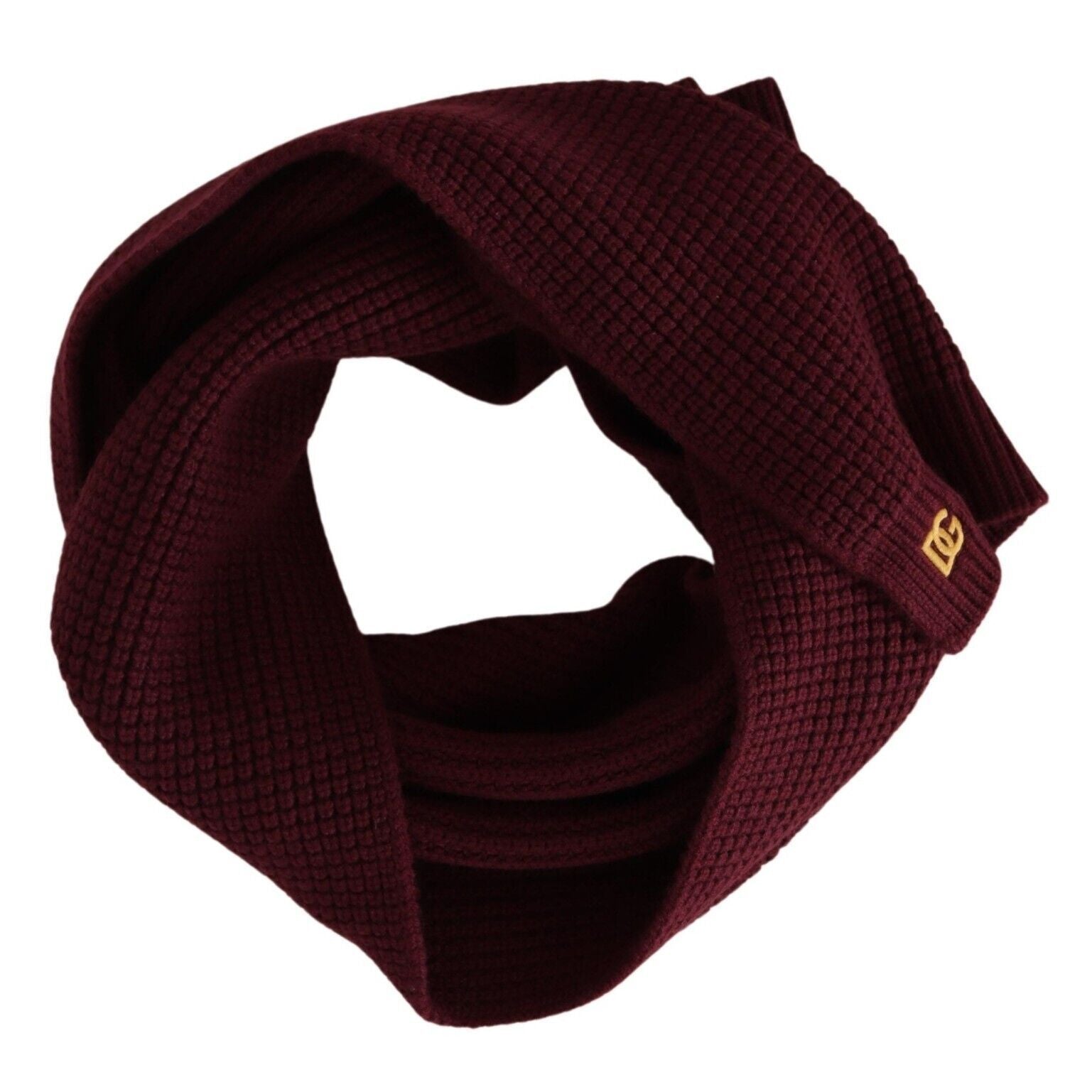 Dolce & Gabbana Dark Red Cashmere Logo Wrap Shawl Knitted Scarf