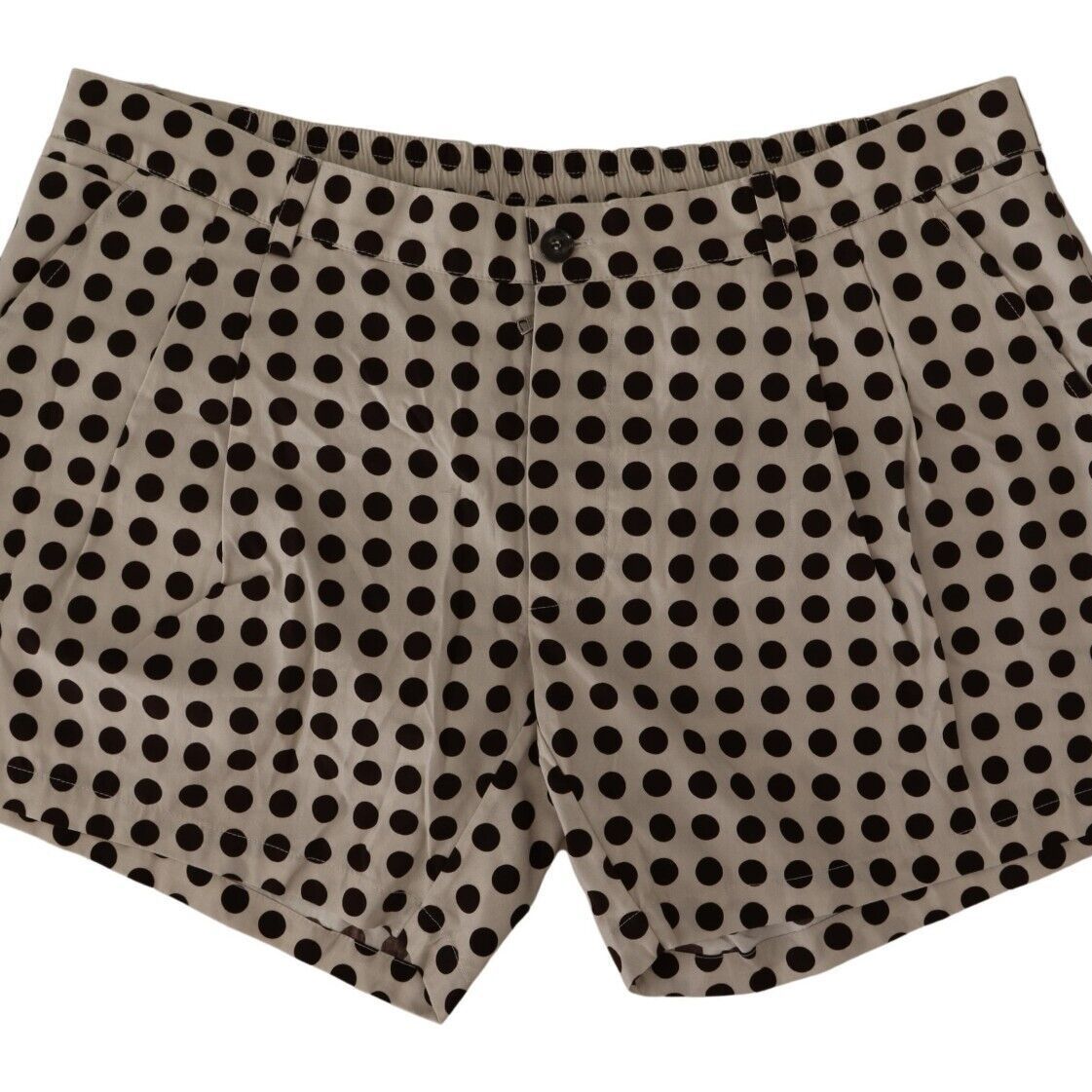 Dolce & Gabbana Black White Polka Dots Cotton Linen Shorts