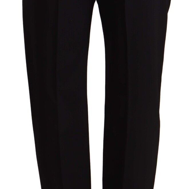 Dolce & Gabbana Black Mid Waist Skinny Trouser Wool Pants