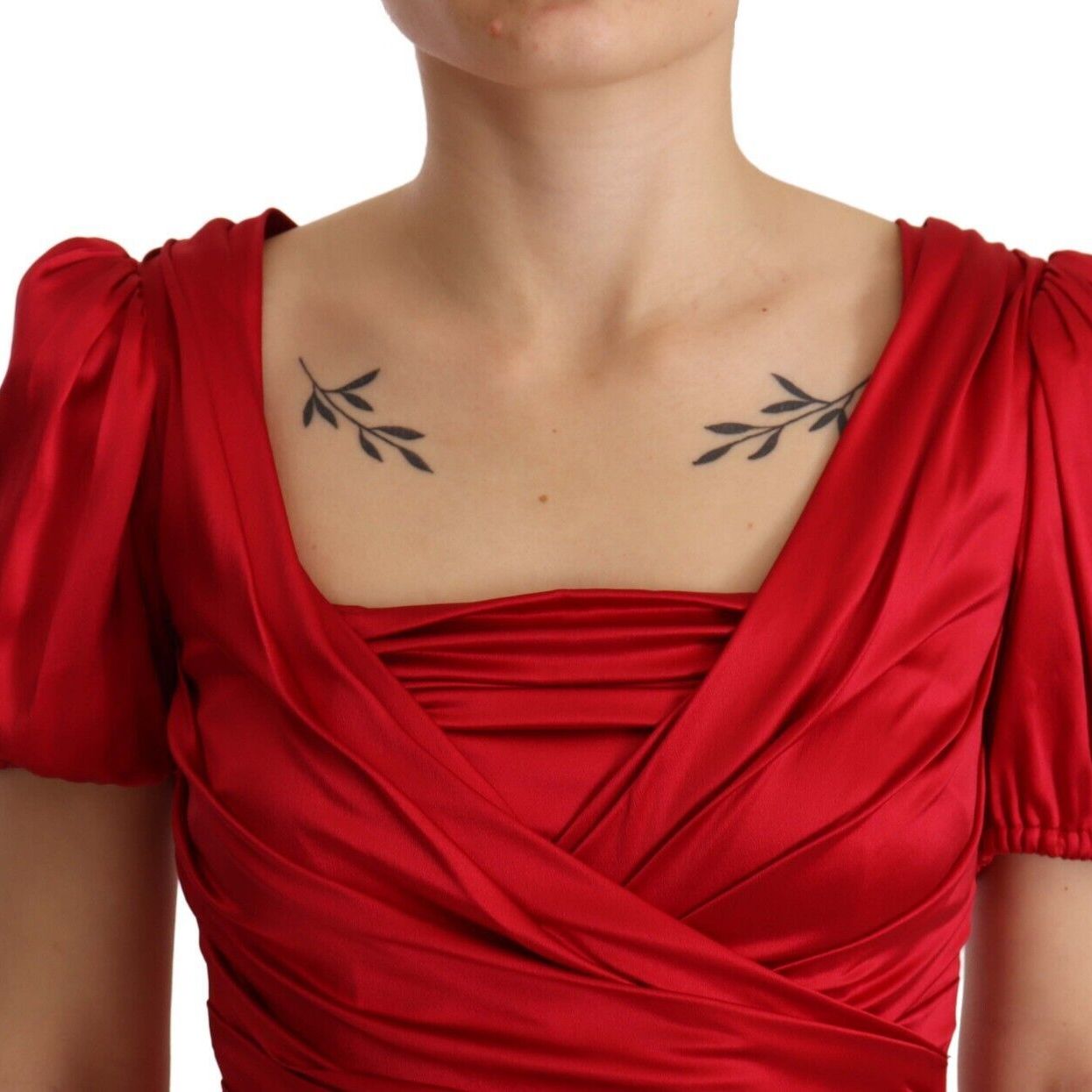 Dolce & Gabbana Red Silk Stretch Sheath Mermaid Gown Dress